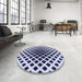 Round Patterned Blue Rug in a Office, pat140blu