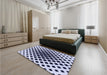 Patterned Blue Rug in a Bedroom, pat140blu