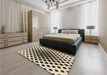 Patterned Milk Chocolate Brown Rug in a Bedroom, pat140brn