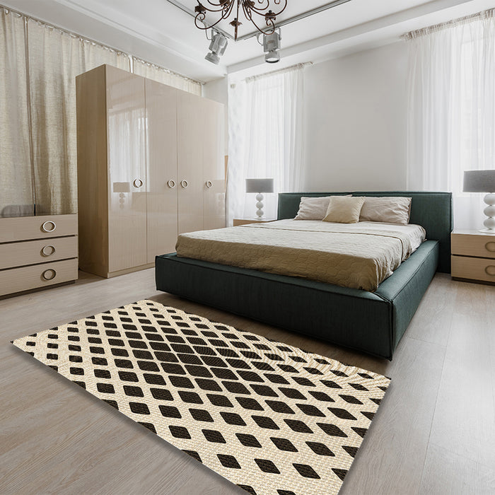 Patterned Milk Chocolate Brown Rug in a Bedroom, pat140brn