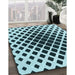 Patterned Medium Teal Green Rug in Family Room, pat140lblu