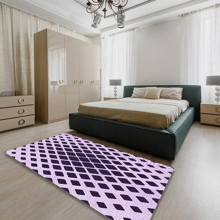 Patterned Blossom Pink Rug in a Bedroom, pat140pur