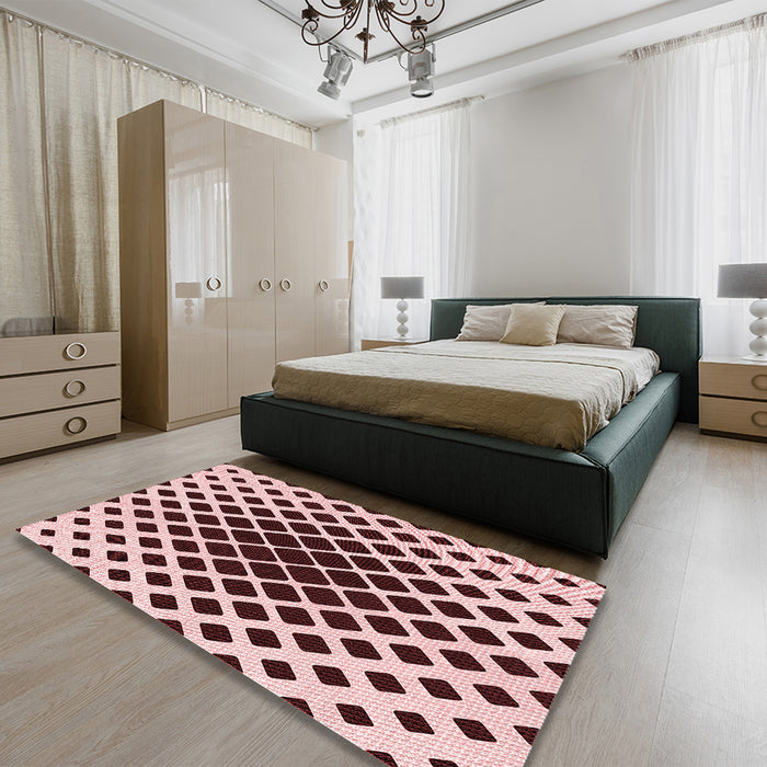 Patterned Pink Rug in a Bedroom, pat140rd