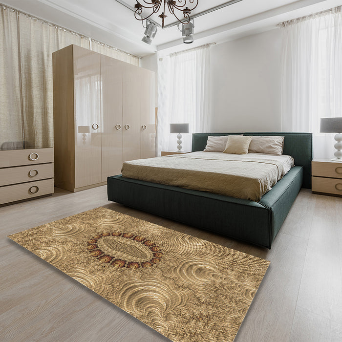 Patterned Orange Rug in a Bedroom, pat1400brn