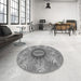 Round Patterned Ash Gray Rug in a Office, pat1400gry