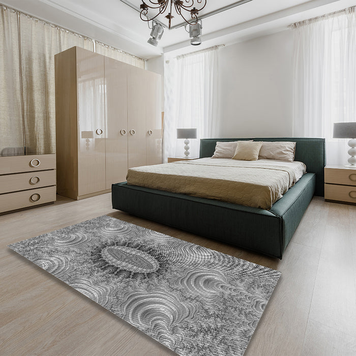 Patterned Ash Gray Rug in a Bedroom, pat1400gry