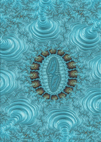 Machine Washable Transitional Dark Cyan Green Rug, wshpat1400lblu