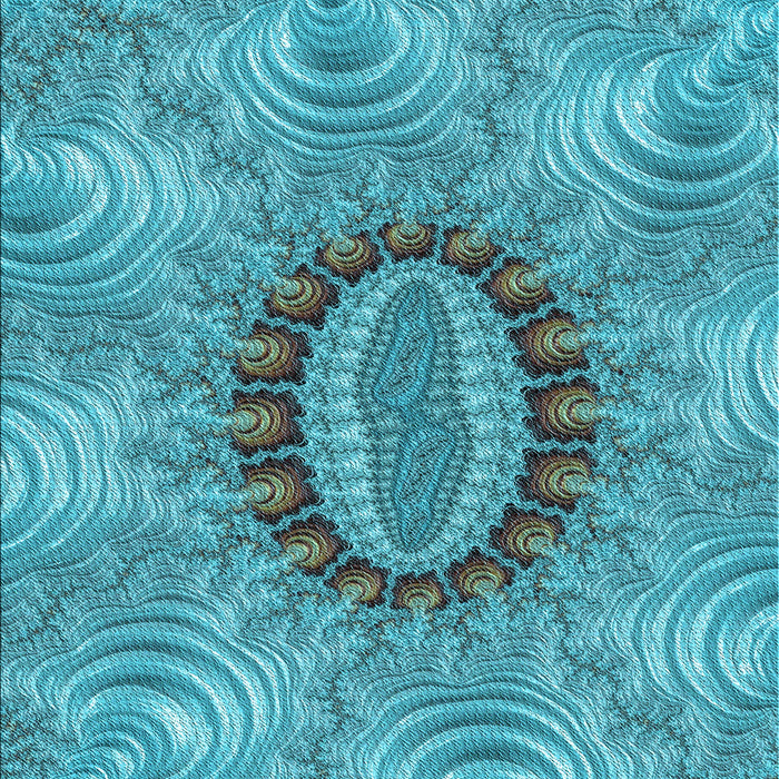 Machine Washable Transitional Dark Cyan Green Rug, wshpat1400lblu