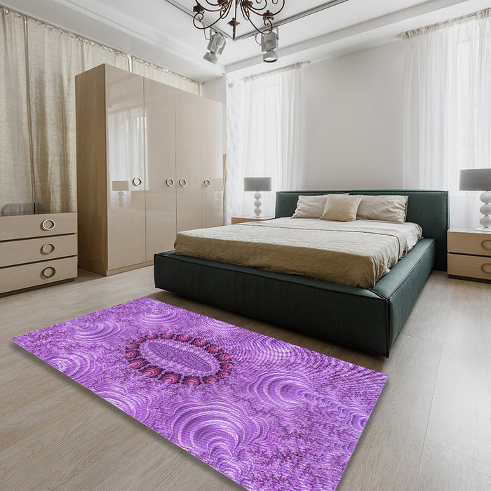 Patterned Purple Rug in a Bedroom, pat1400pur