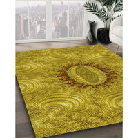 Patterned Dark Bisque Brown Rug, pat1400yw