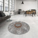 Round Patterned Gray Novelty Rug in a Office, pat1400