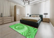 Patterned Emerald Green Rug in a Bedroom, pat1401grn