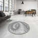 Round Patterned Platinum Gray Rug in a Office, pat1401gry