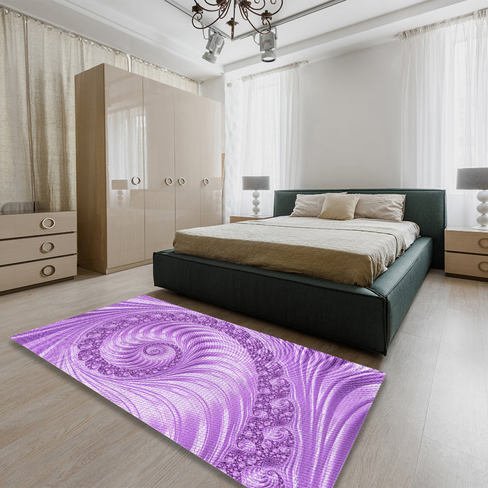 Patterned Pastel Purple Pink Rug in a Bedroom, pat1401pur