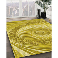 Patterned Bold Yellow Rug, pat1401yw