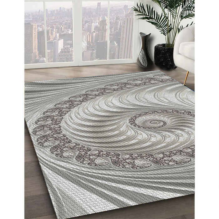Patterned Gray Novelty Rug in Family Room, pat1401