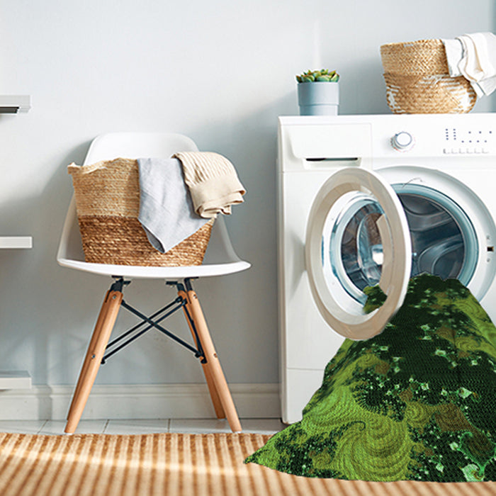 Machine Washable Transitional Dark Lime Green Rug in a Washing Machine, wshpat1402grn