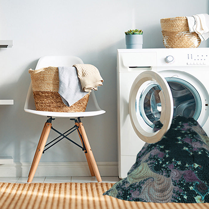 Machine Washable Transitional Green Rug in a Washing Machine, wshpat1402lblu