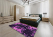 Round Machine Washable Transitional Dark Orchid Purple Rug in a Office, wshpat1402pur