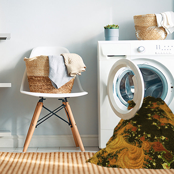 Machine Washable Transitional Black Brown Rug in a Washing Machine, wshpat1402yw