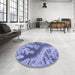 Round Patterned Slate Blue Rug in a Office, pat1403blu