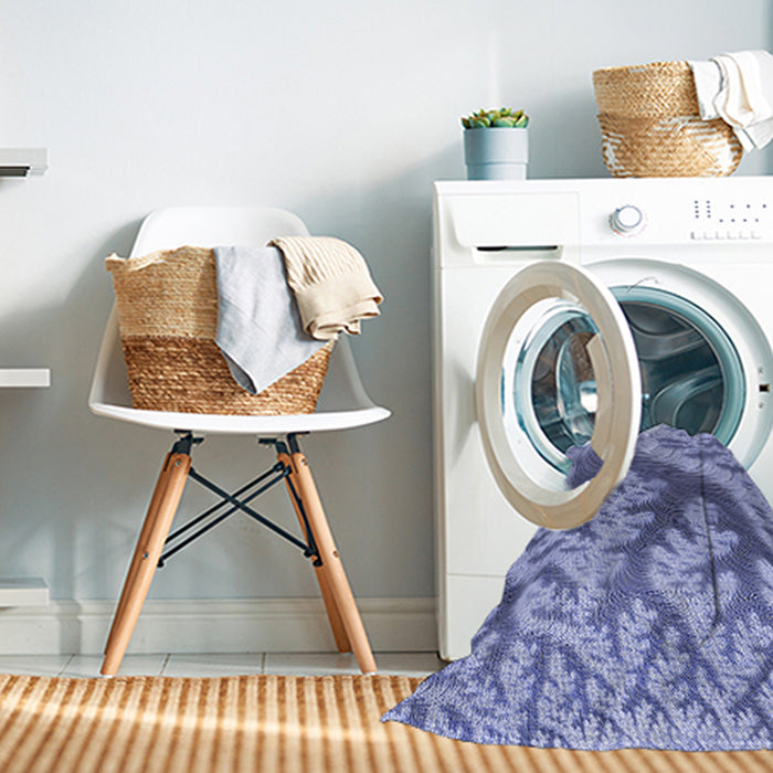 Machine Washable Transitional Slate Blue Rug in a Washing Machine, wshpat1403blu