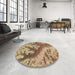 Round Patterned Saddle Brown Rug in a Office, pat1403brn