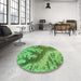 Round Patterned Green Rug in a Office, pat1403grn