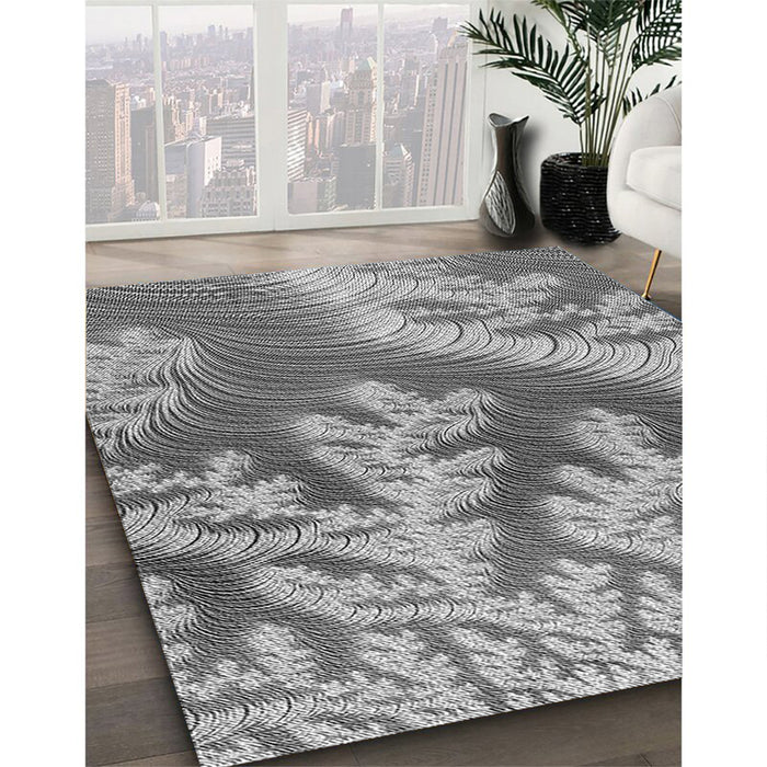 Patterned Carbon Gray Rug in Family Room, pat1403gry