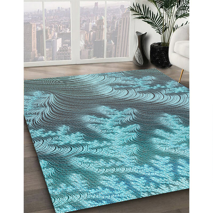 Machine Washable Transitional Diamond Blue Rug in a Family Room, wshpat1403lblu