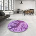 Round Patterned Violet Purple Rug in a Office, pat1403pur