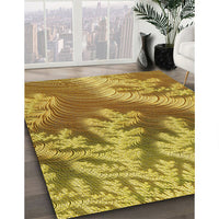 Patterned Golden Brown Yellow Rug, pat1403yw