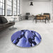 Round Patterned Sky Blue Rug in a Office, pat1404blu