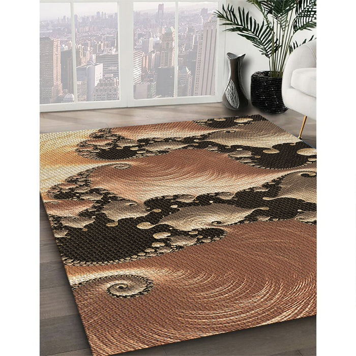 Machine Washable Transitional Peru Brown Rug in a Family Room, wshpat1404brn