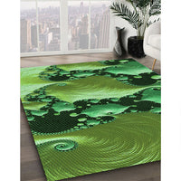 Patterned Deep Emerald Green Rug, pat1404grn