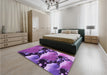 Patterned Dark Magenta Purple Rug in a Bedroom, pat1404pur