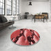 Round Patterned Red Rug in a Office, pat1404rd