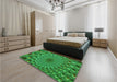 Patterned Green Rug in a Bedroom, pat1405grn