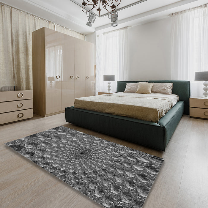 Patterned Gunmetal Gray Rug in a Bedroom, pat1405gry