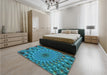 Patterned Teal Green Rug in a Bedroom, pat1405lblu