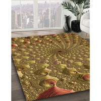 Patterned Dark Bronze Brown Rug, pat1405org