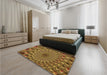 Patterned Dark Bronze Brown Rug in a Bedroom, pat1405org