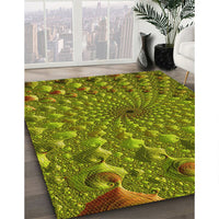 Patterned Pistachio Green Rug, pat1405yw