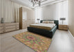 Patterned Sienna Brown Rug in a Bedroom, pat1406brn