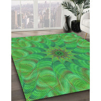 Patterned Neon Green Rug, pat1406grn