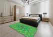 Patterned Neon Green Rug in a Bedroom, pat1406grn