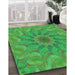 Patterned Neon Green Rug in Family Room, pat1406grn