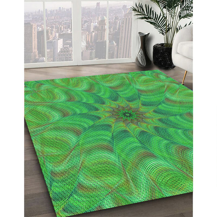 Machine Washable Transitional Neon Green Rug in a Family Room, wshpat1406grn