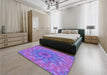 Patterned Purple Mimosa Purple Rug in a Bedroom, pat1406pur