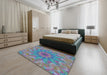 Patterned Purple Modern Rug in a Bedroom, pat1406